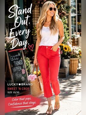 Lucky Brand Bright Red Cropped Jeans